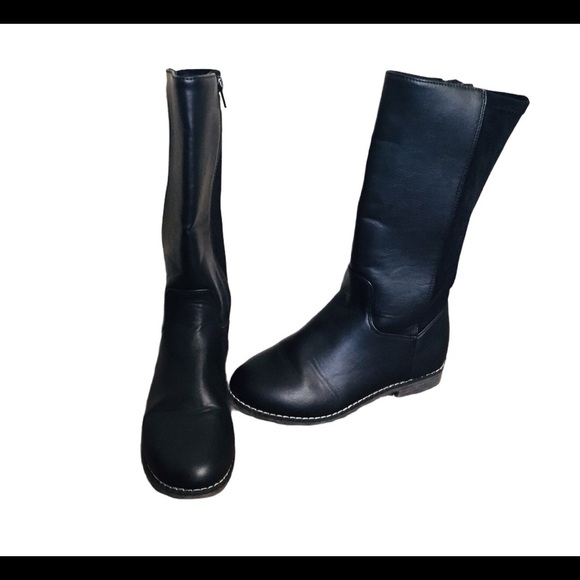 OLD NAVY Black Jack Vegan Leather Tall Riding Boots With Zipper Black Girl Sz 3 - Picture 3 of 10